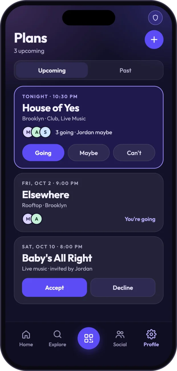 Plans — invitations and RSVPs.