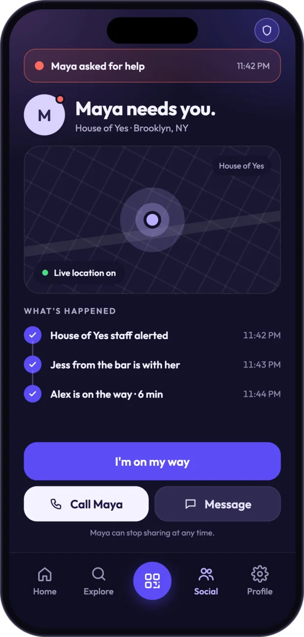 Trusted circle — location and response updates.